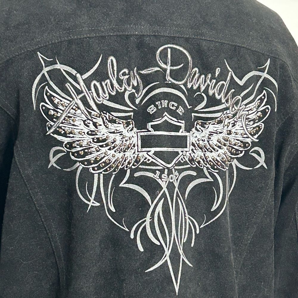 Harley-Davidson® Women's Soar Sueded Jacket, Black Suede Leather sz Medium - Picture 3 of 15